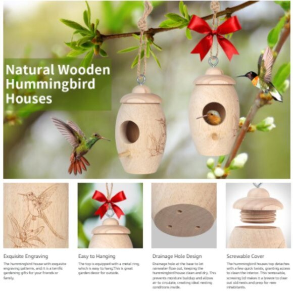 Wooden Hummingbird House for Outside Nesting - Picture 8 of 10